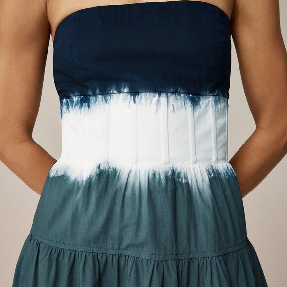NWT J Crew Strapless Andie Drop-Waist Dress in Dip-Dye - Picture 2 of 3